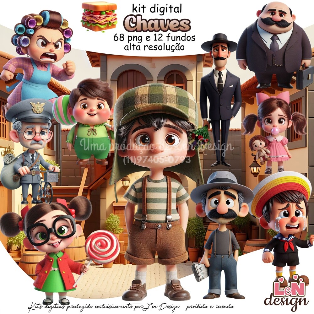Kit Digital Papelaria Personalizada png Chaves ( Drive da Ana)