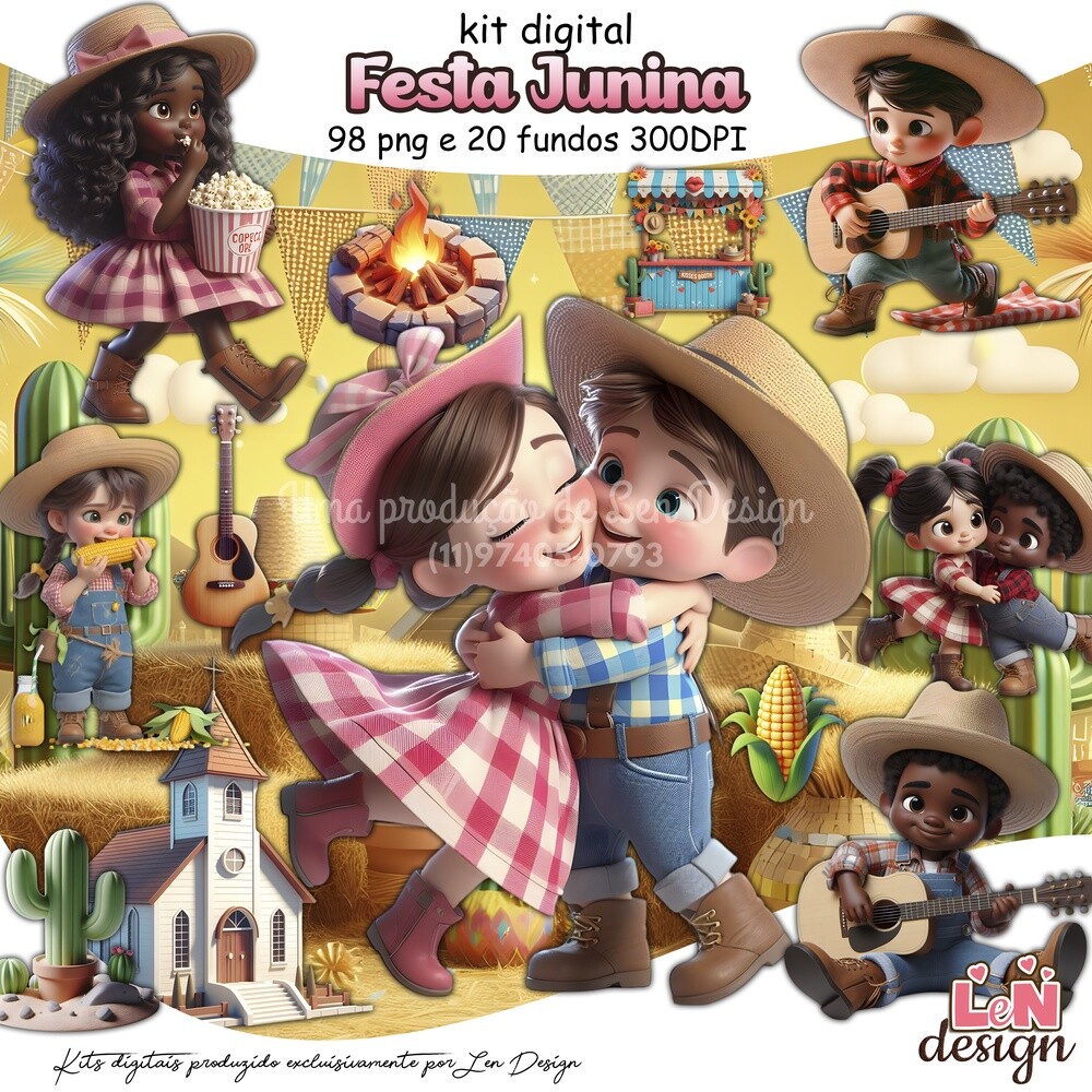 Kit Digital Papelaria Personalizada png Festa Junina ( Drive da A
