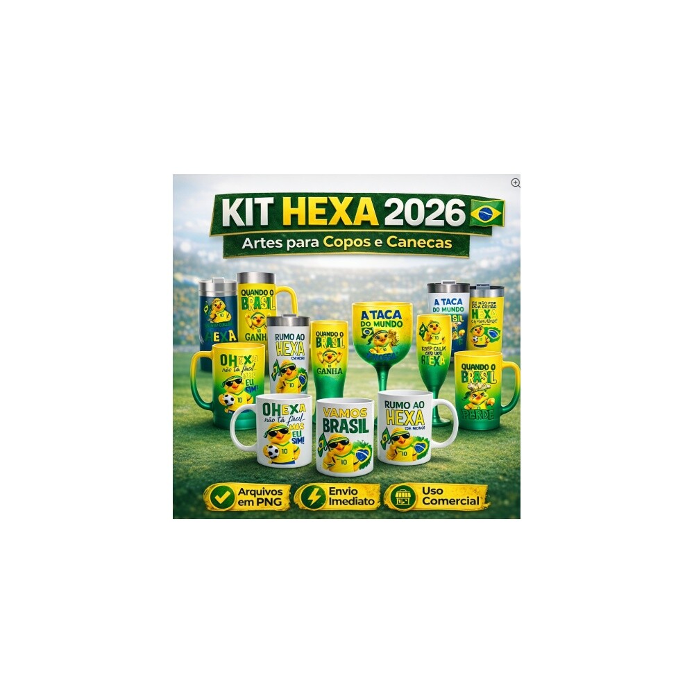 Arquivos para Sublimação Hexa Brasil Copa 2026 Arquivos em PNG