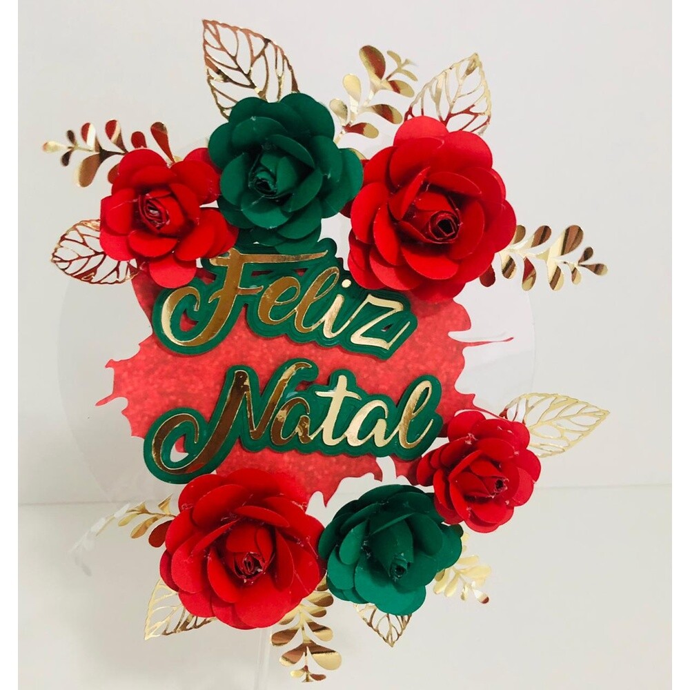 Topo de Bolo Floral Acetato Fluante 09