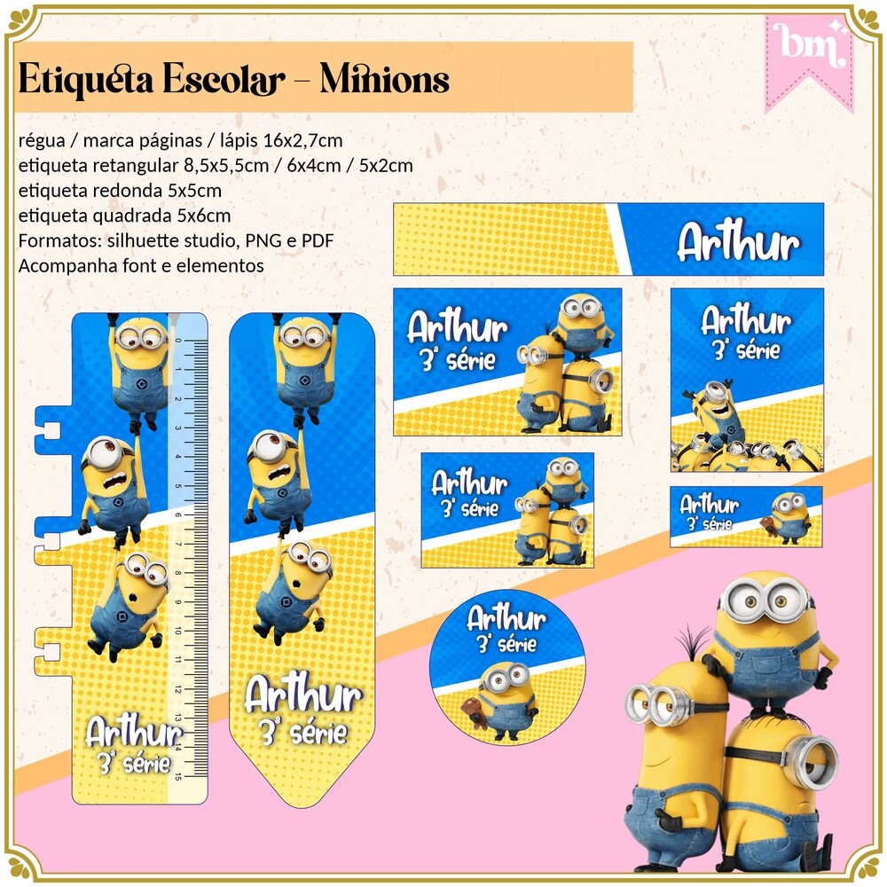 Kit Digital Etiqueta escolar para imprimir  Minions V4 EE