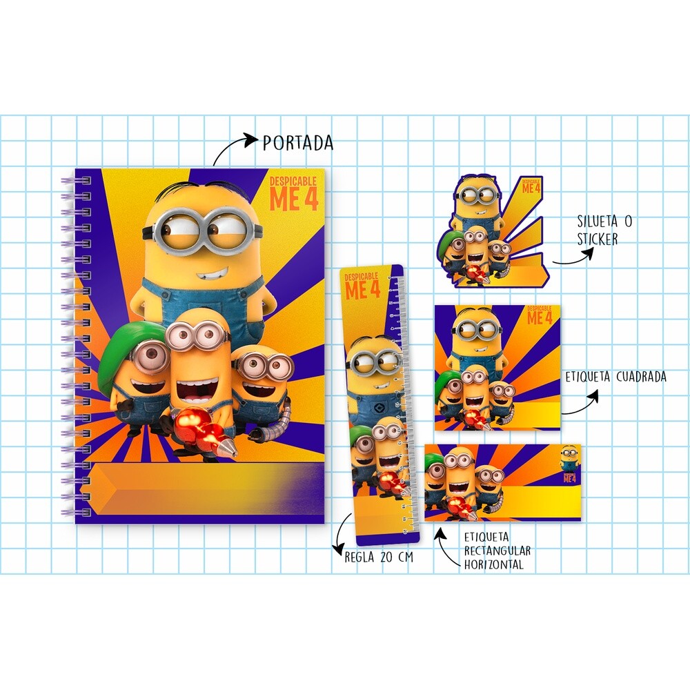 Kit Digital Etiqueta escolar para imprimir  Minions V7 EE