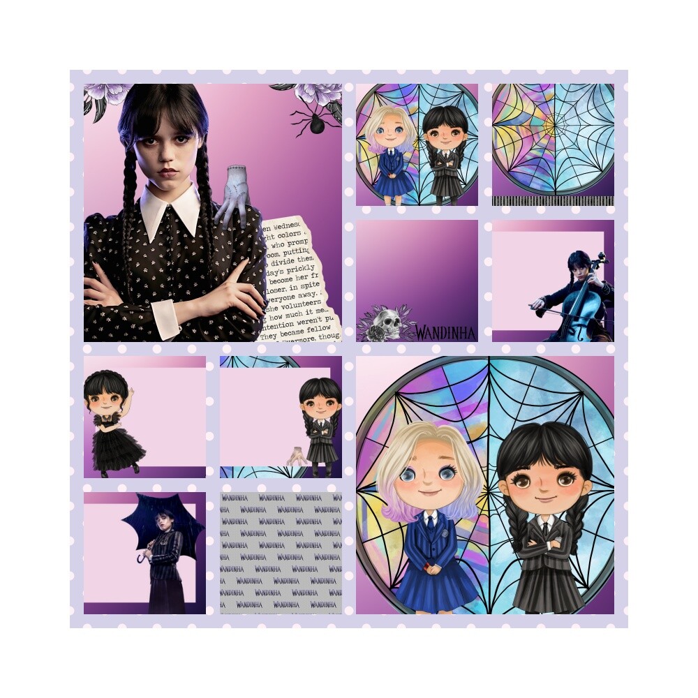 Kit Digital Etiqueta escolar para imprimir  Wandinha V2 EE