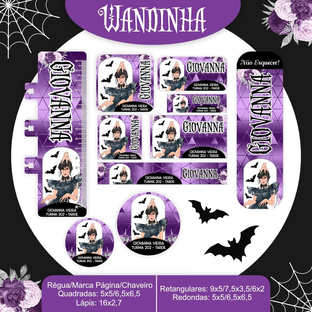 Kit Digital Etiqueta escolar para imprimir  Wandinha V6 EE