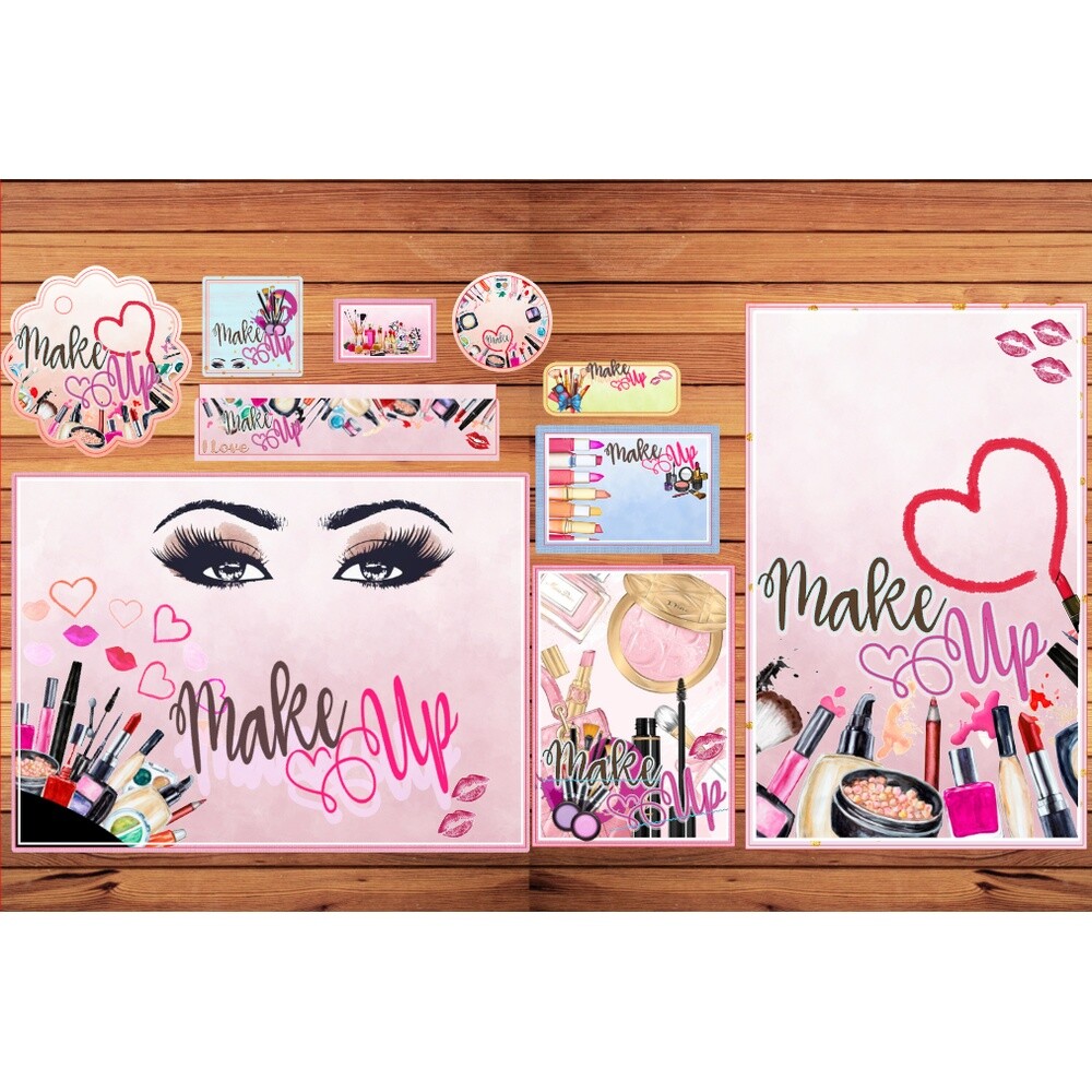 Kit Digital Etiqueta escolar para imprimir  Maquiagem - Make Up V
