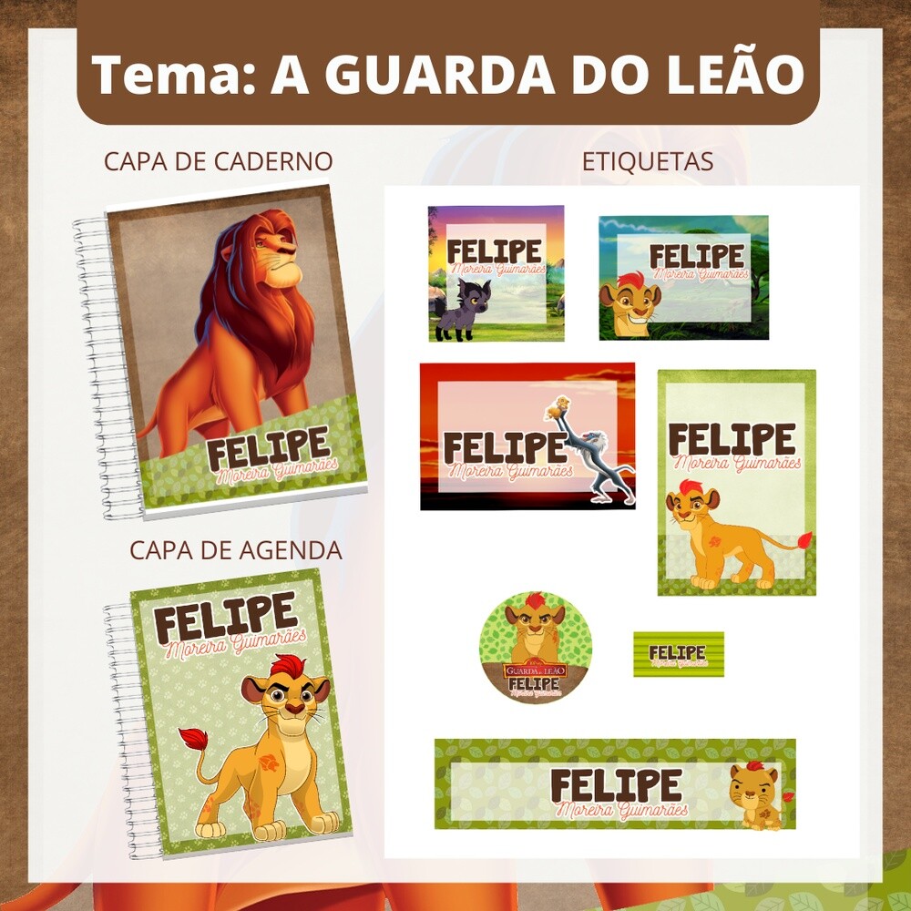 Kit Digital Etiqueta escolar para imprimir  A guarda do Leão
