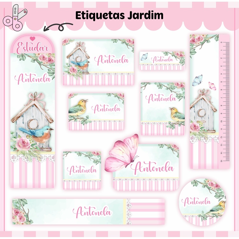 Kit Digital Etiqueta escolar para imprimir  Jardim V1 EE