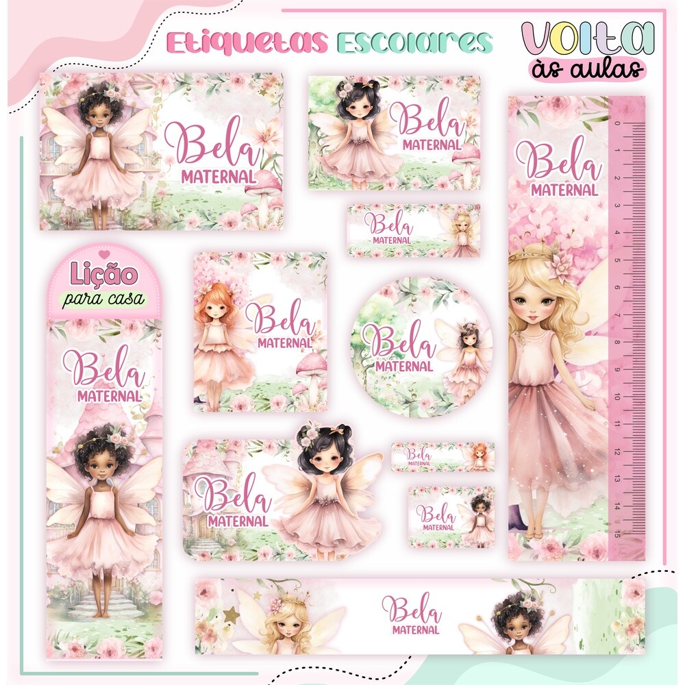 Kit Digital Etiqueta escolar para imprimir  Fada V2 EE