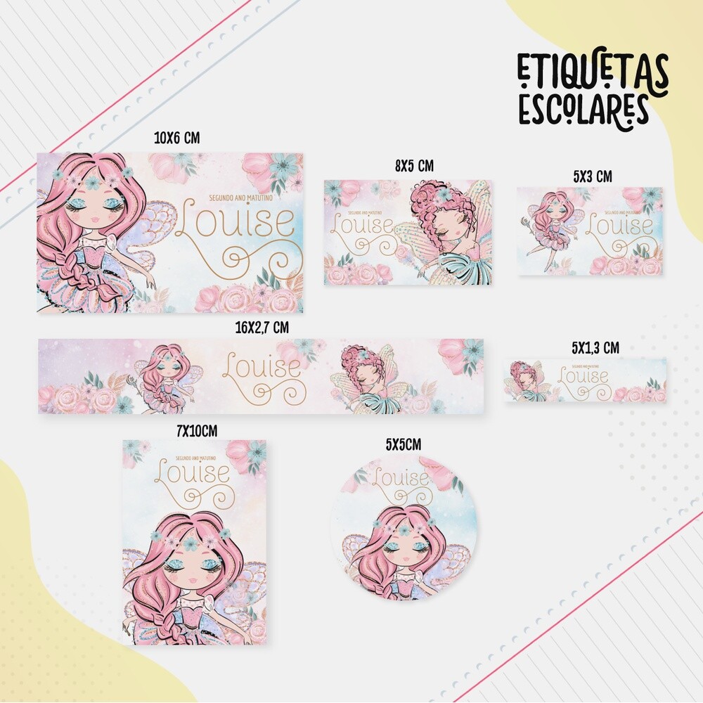 Kit Digital Etiqueta escolar para imprimir  Fada V3 EE
