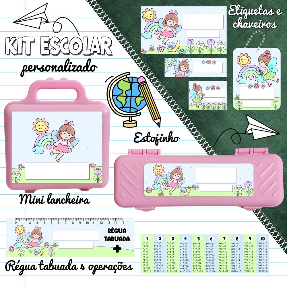 Kit Digital Etiqueta escolar para imprimir  Fada V6 EE