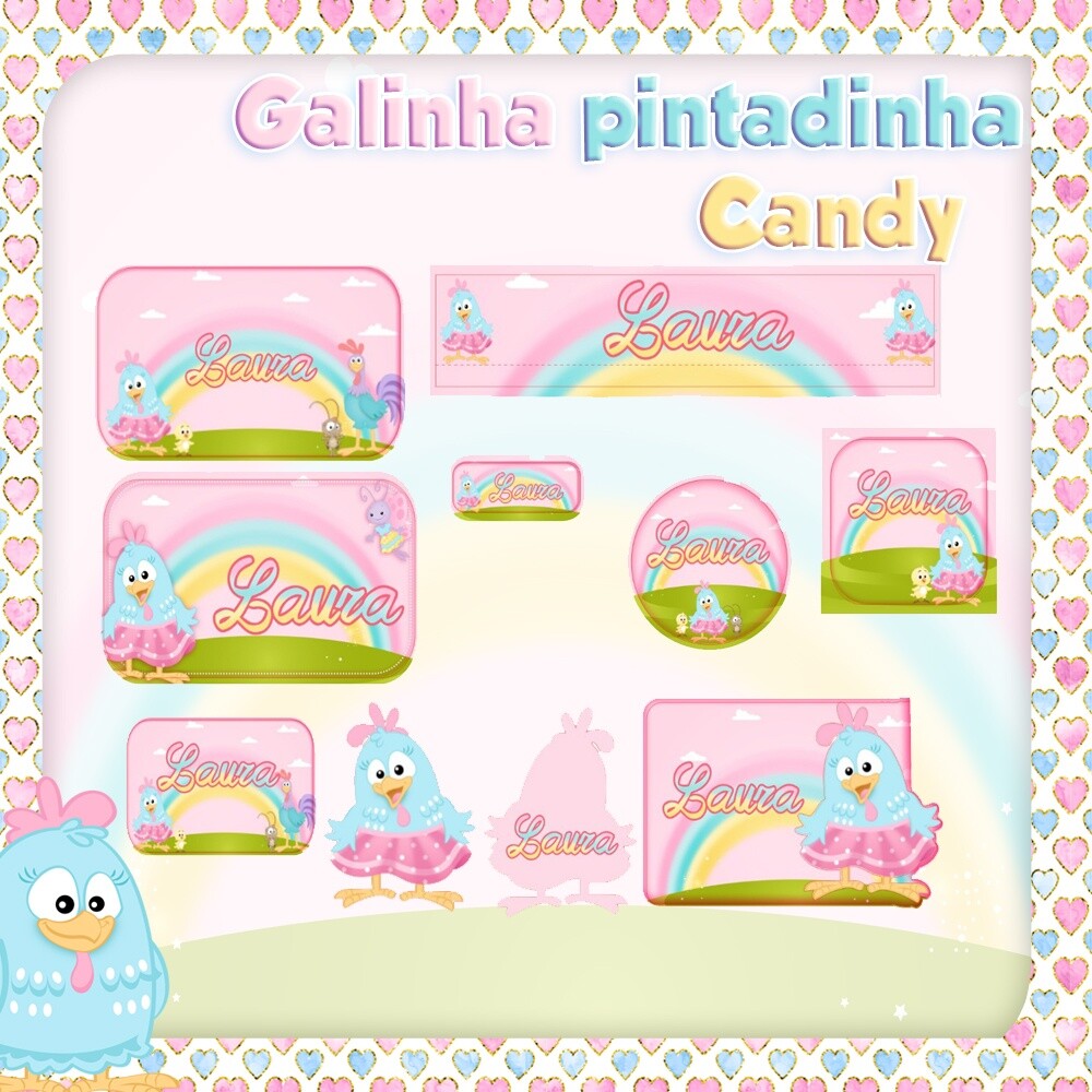 Kit Digital Etiqueta escolar para imprimir Galinha Pintadinha V3 