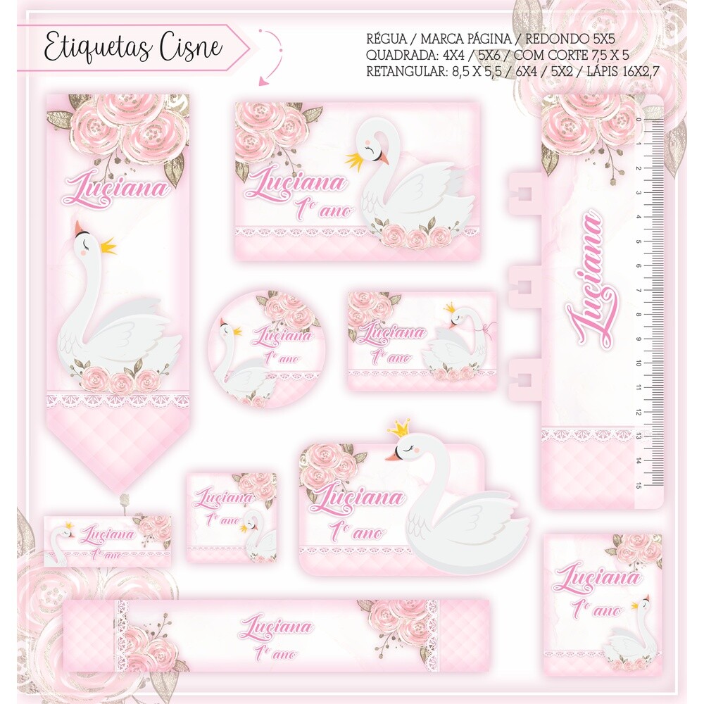 Kit Digital Etiqueta escolar para imprimir Cisne V2 EE