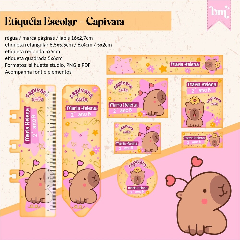 Kit Digital Etiqueta escolar para imprimir  V14 EECapivara