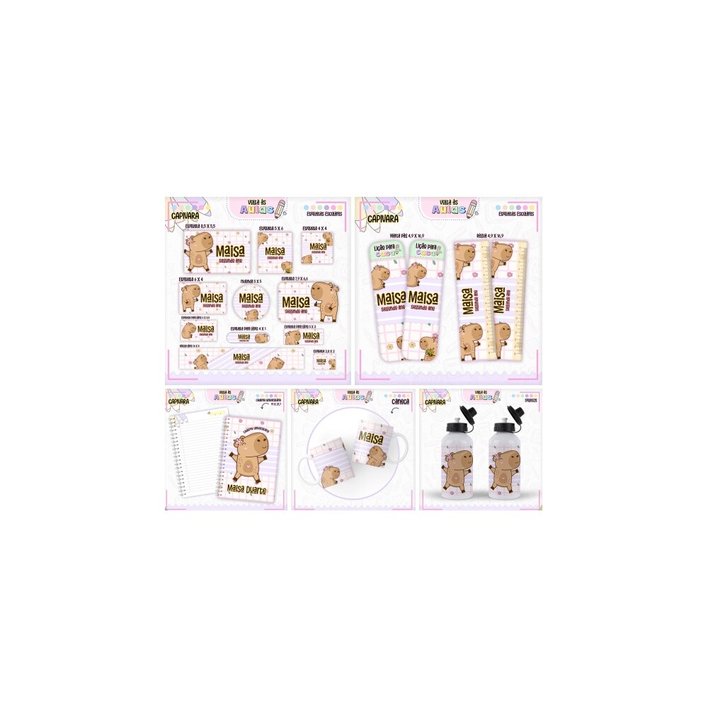 Kit Digital Etiqueta escolar para imprimir  V2 EECapivara