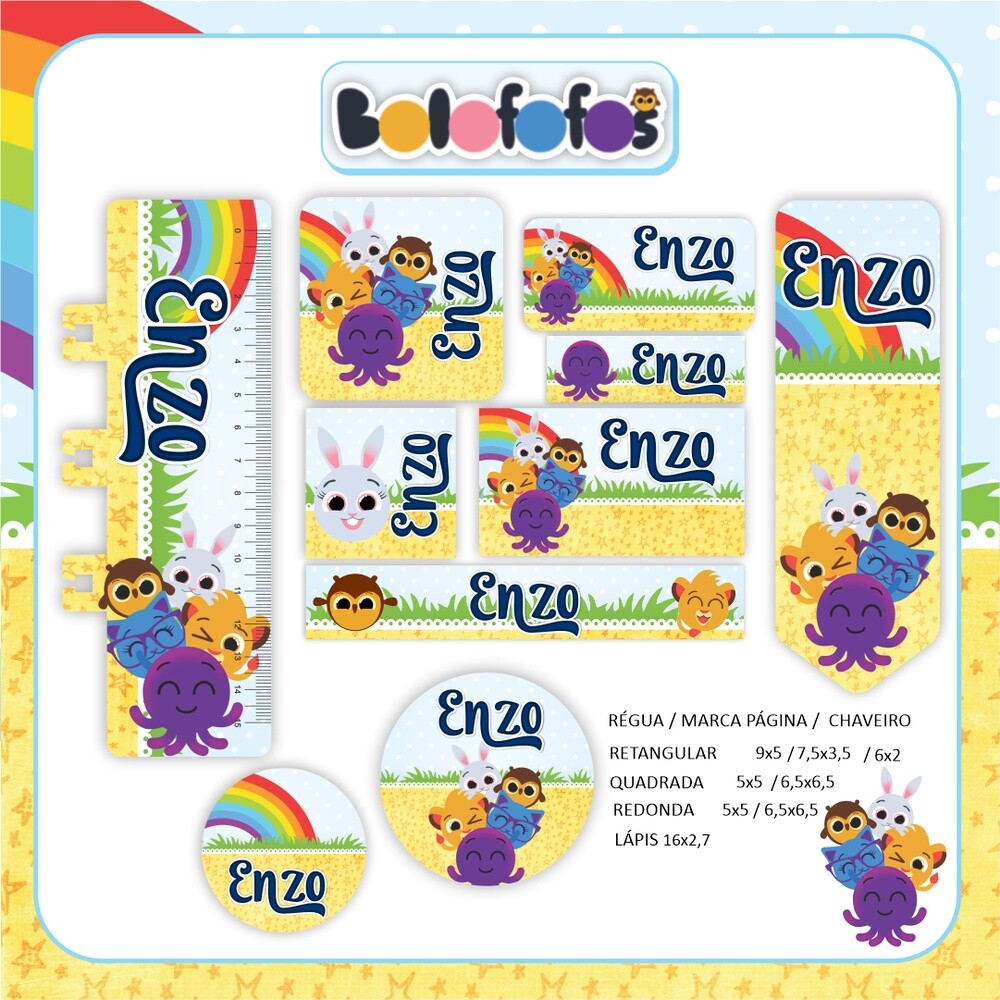 Kit Digital Etiqueta escolar para imprimir Bolofofos V2 EE