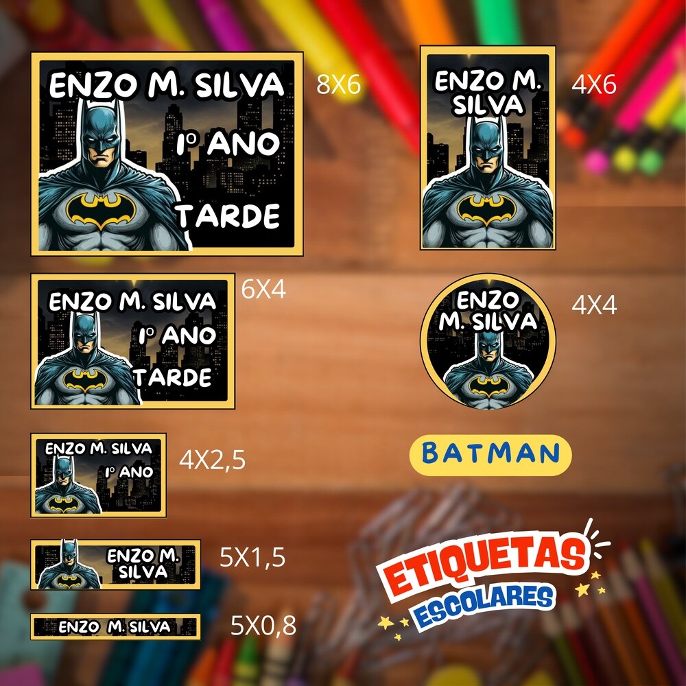 Kit Digital Etiqueta escolar para imprimir Batman