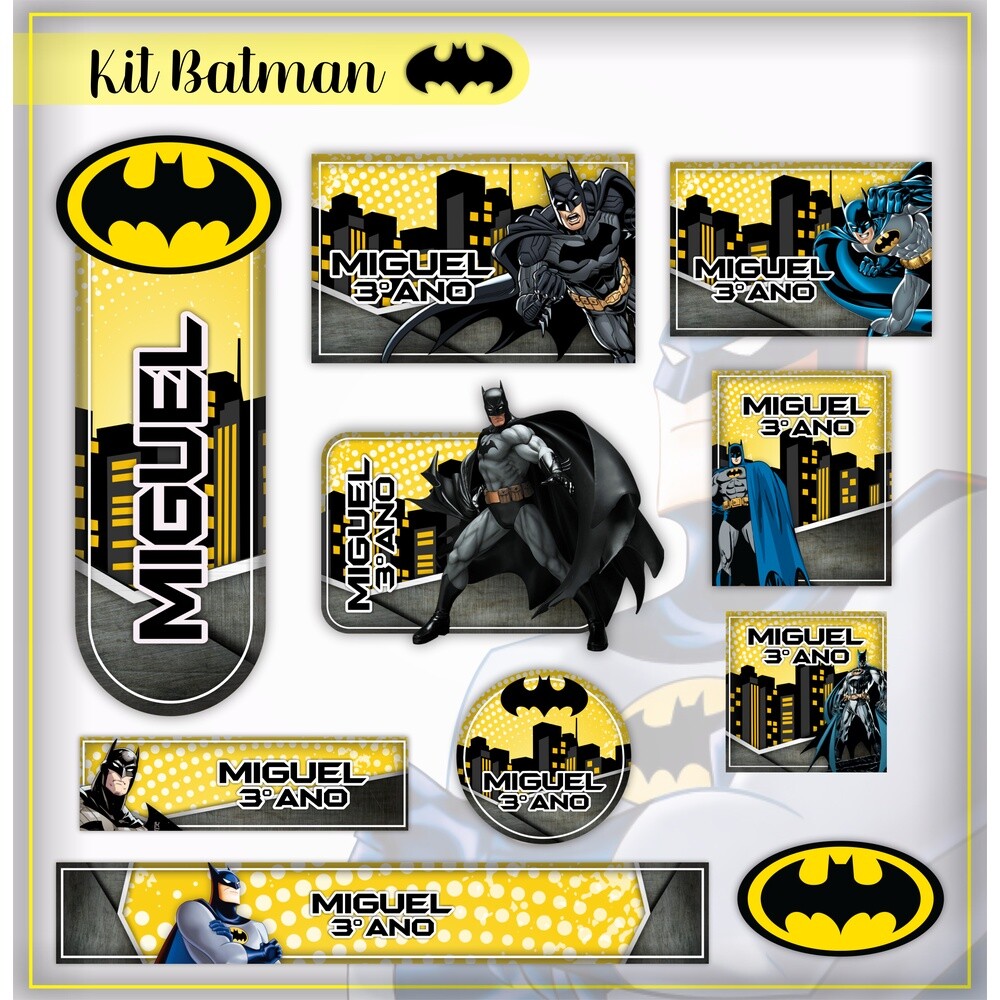 Kit Digital Etiqueta escolar para imprimir Batman V1 EE