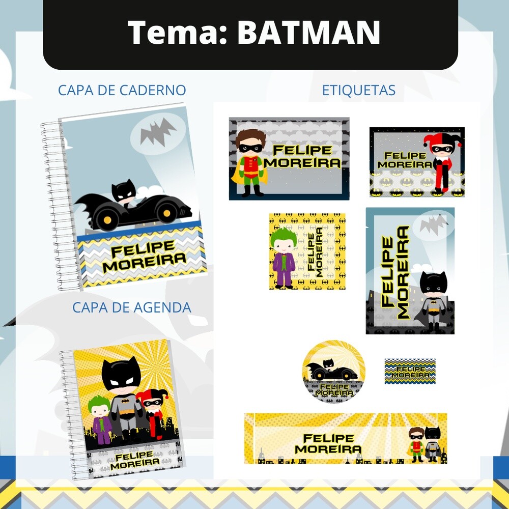 Kit Digital Etiqueta escolar para imprimir Batman V5 EE