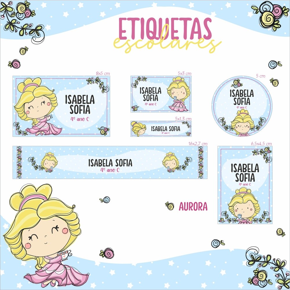 Etiqueta escolar para imprimir a bela adormecida  V2 EE