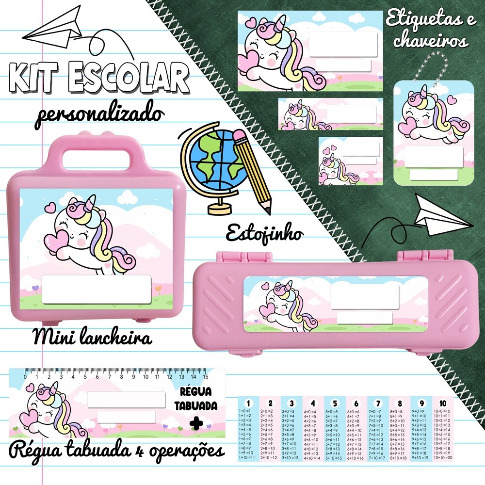 Kit Digital Etiqueta escolar para imprimir  Unicornio V17 EE