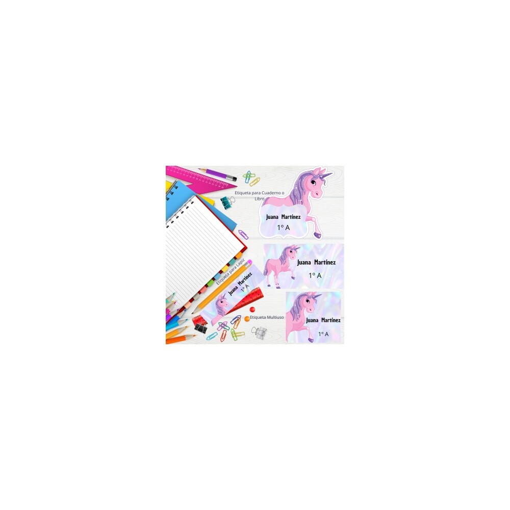 Kit Digital Etiqueta escolar para imprimir  Unicornio V21 EE