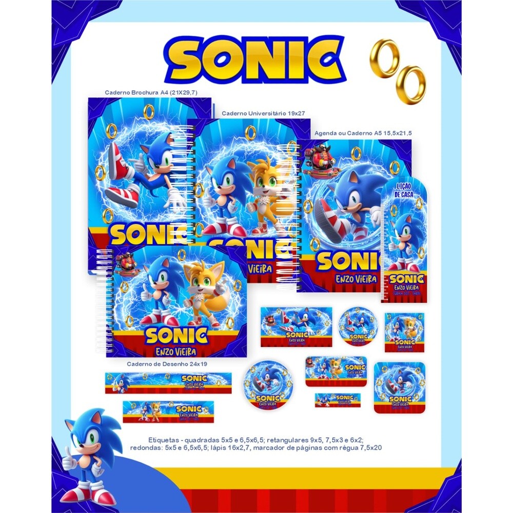 Arquivo Digital etiqueta escolar Sonic V16 EE