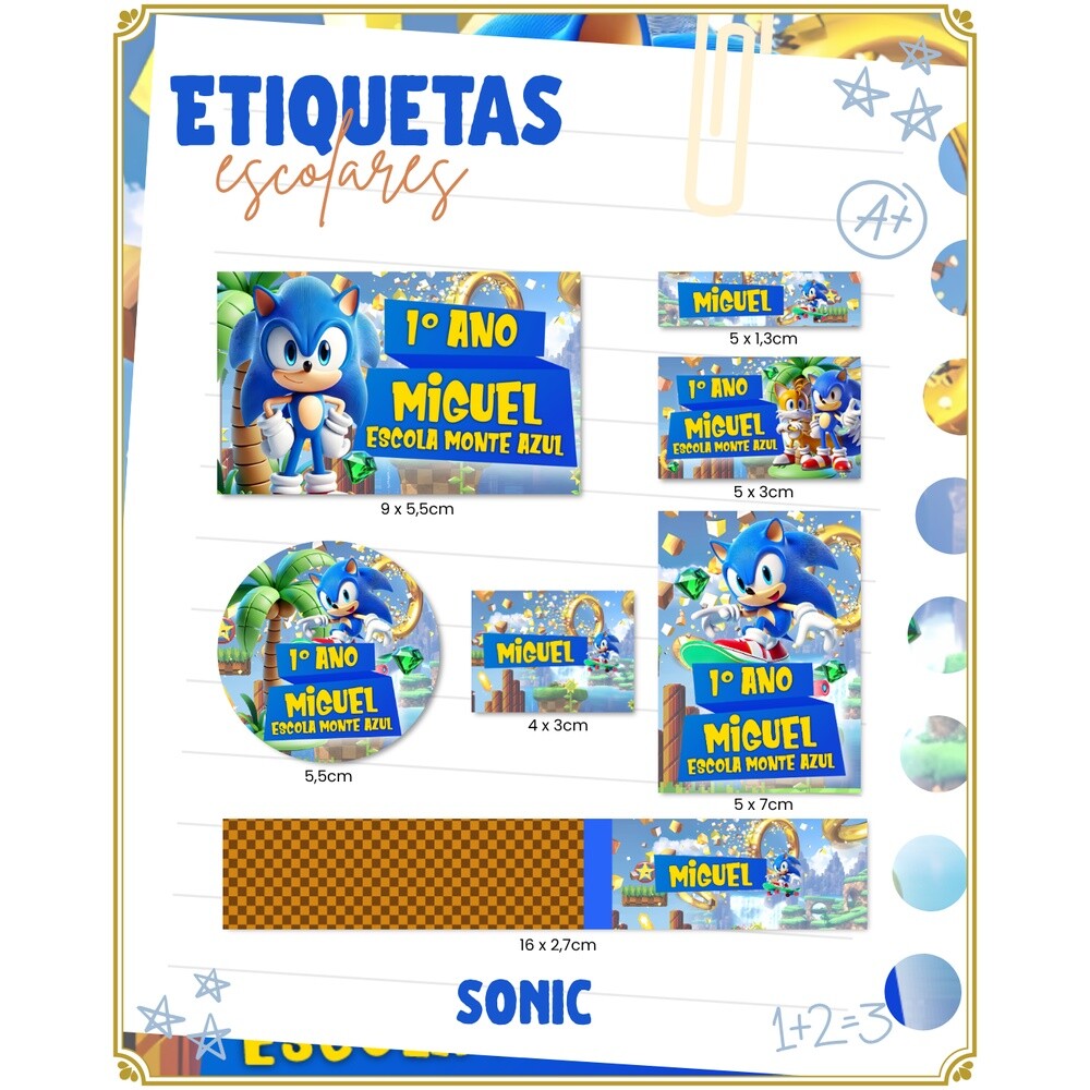 Arquivo Digital etiqueta escolar Sonic V17 EE