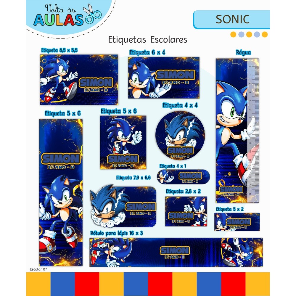 Arquivo Digital etiqueta escolar Sonic V18 EE