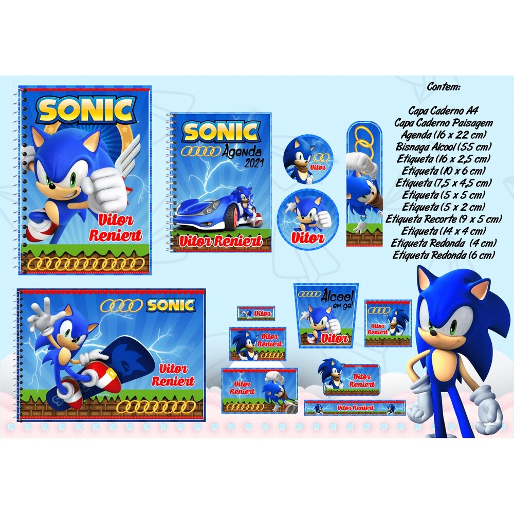 Kit Digital Etiqueta escolar para imprimir Sonic V2 EE