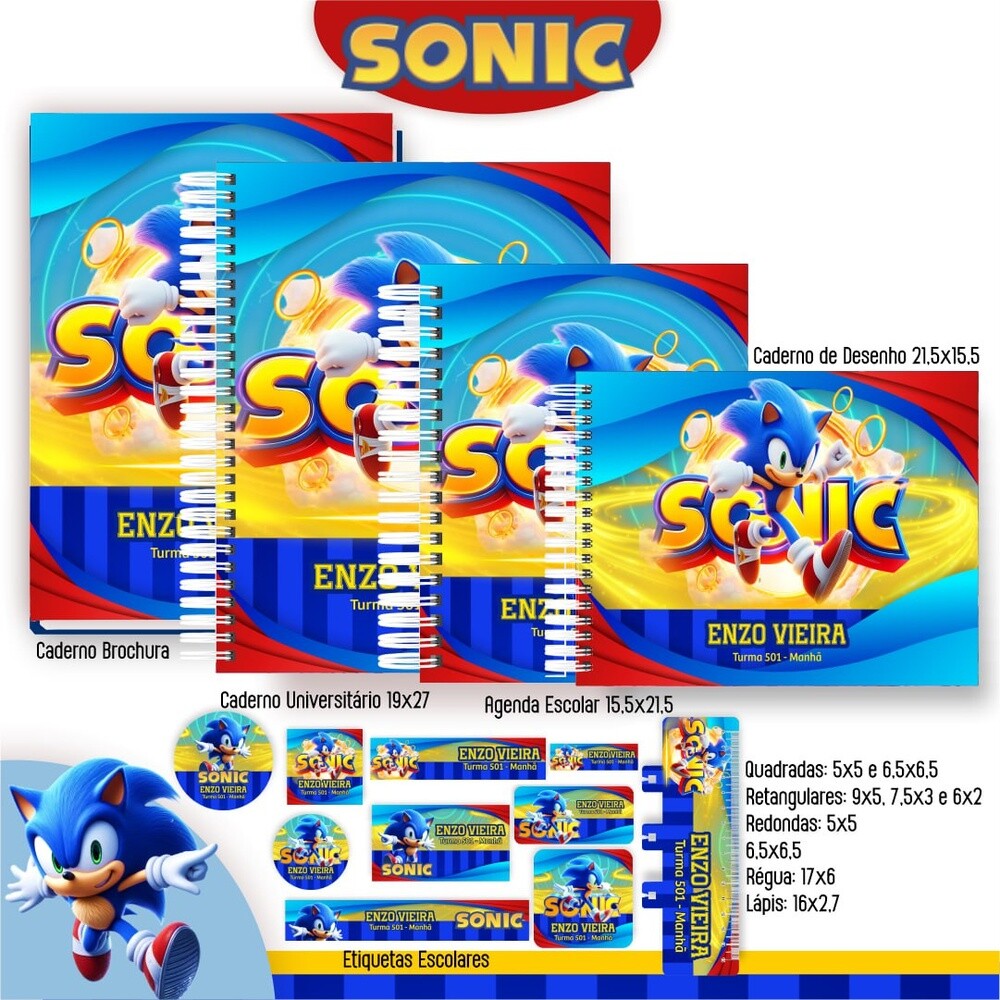 Kit Digital Etiqueta escolar para imprimir Sonic V9 EE