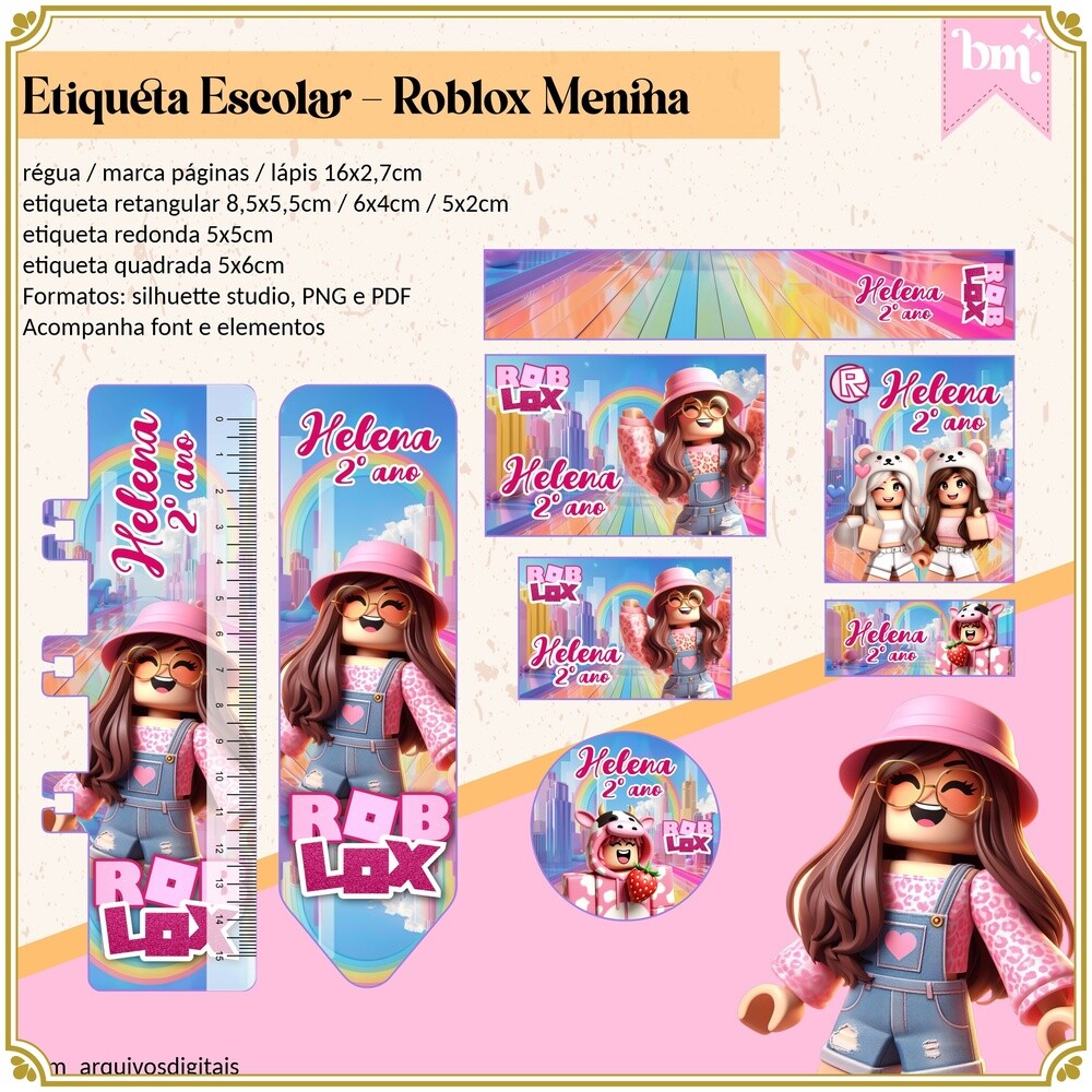 Kit Digital Etiqueta escolar para imprimir Roblox V12 EE