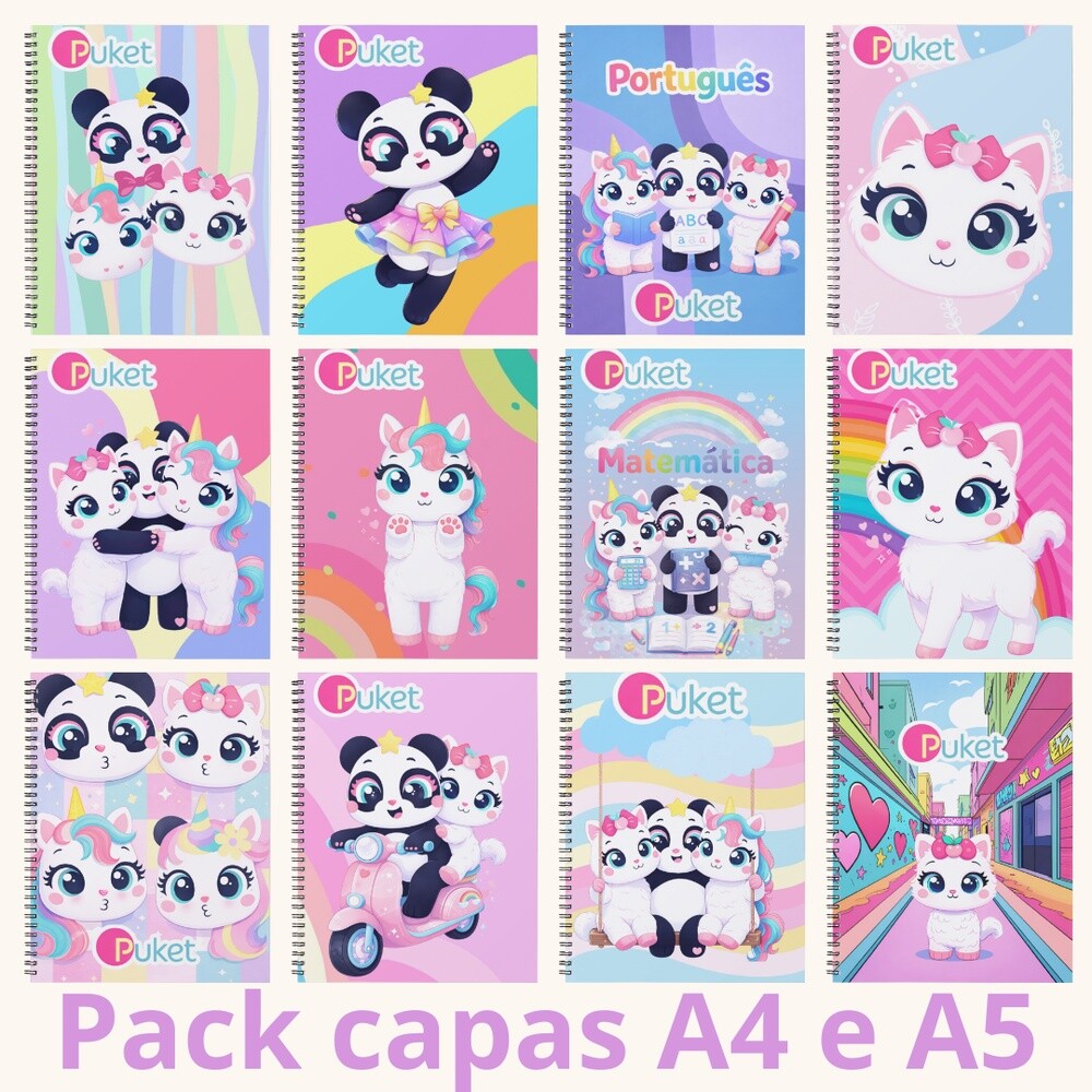 Kit Digital Pack Capas A4 e A5 Multibichos Puket