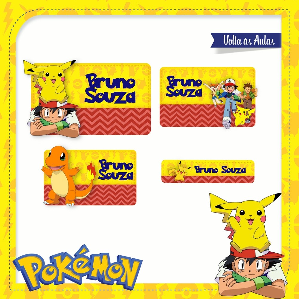 Arquivo Digital etiqueta escolar Pokemon V10 EE