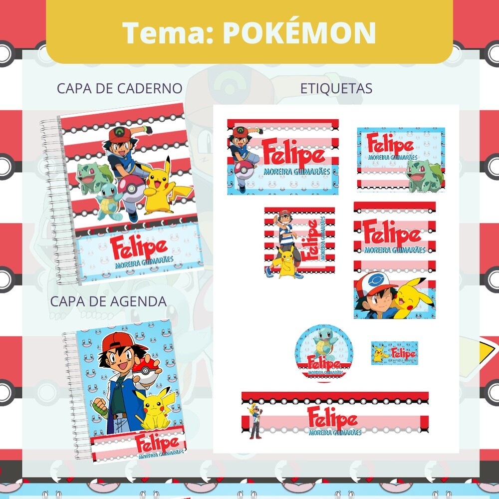 Arquivo Digital etiqueta escolar Pokemon V4 EE