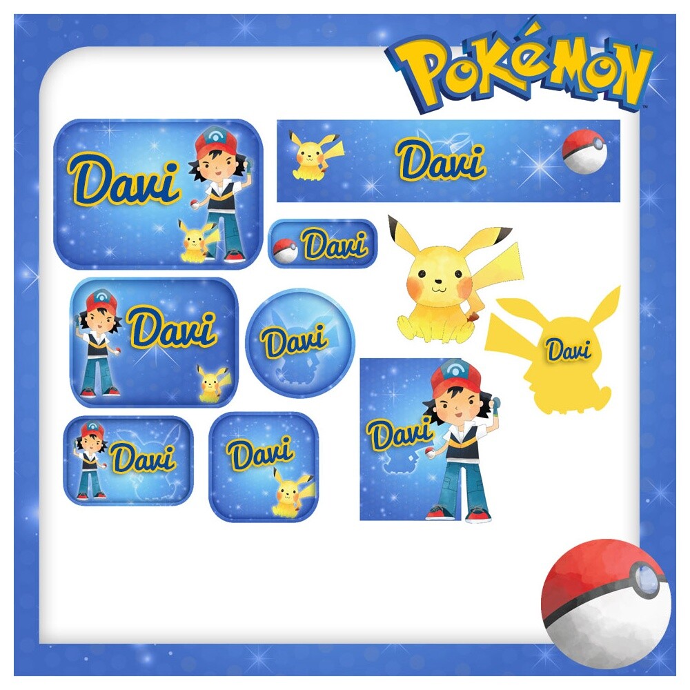 Arquivo Digital etiqueta escolar Pokemon V8 EE