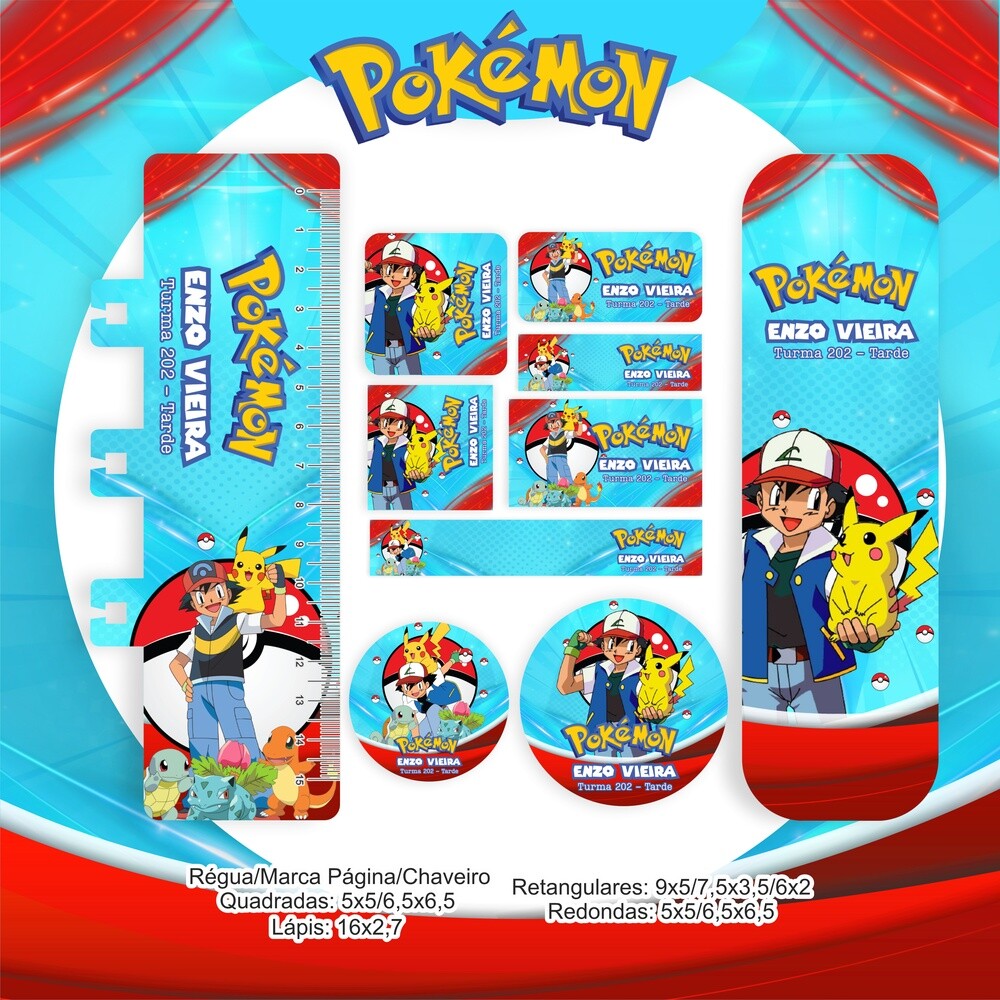 Arquivo Digital etiqueta escolar Pokemon V9 EE