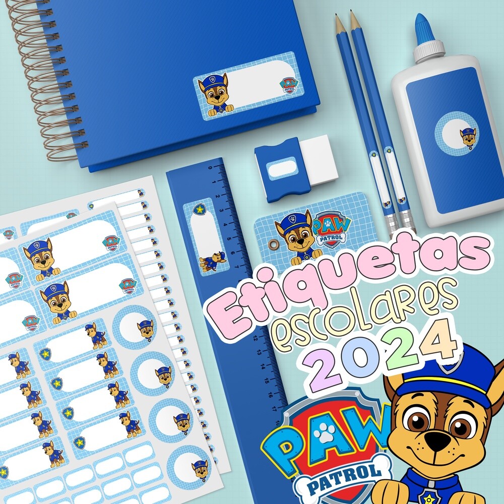 Kit Digital Etiqueta escolar para imprimir Patrulha Canina V19 EE