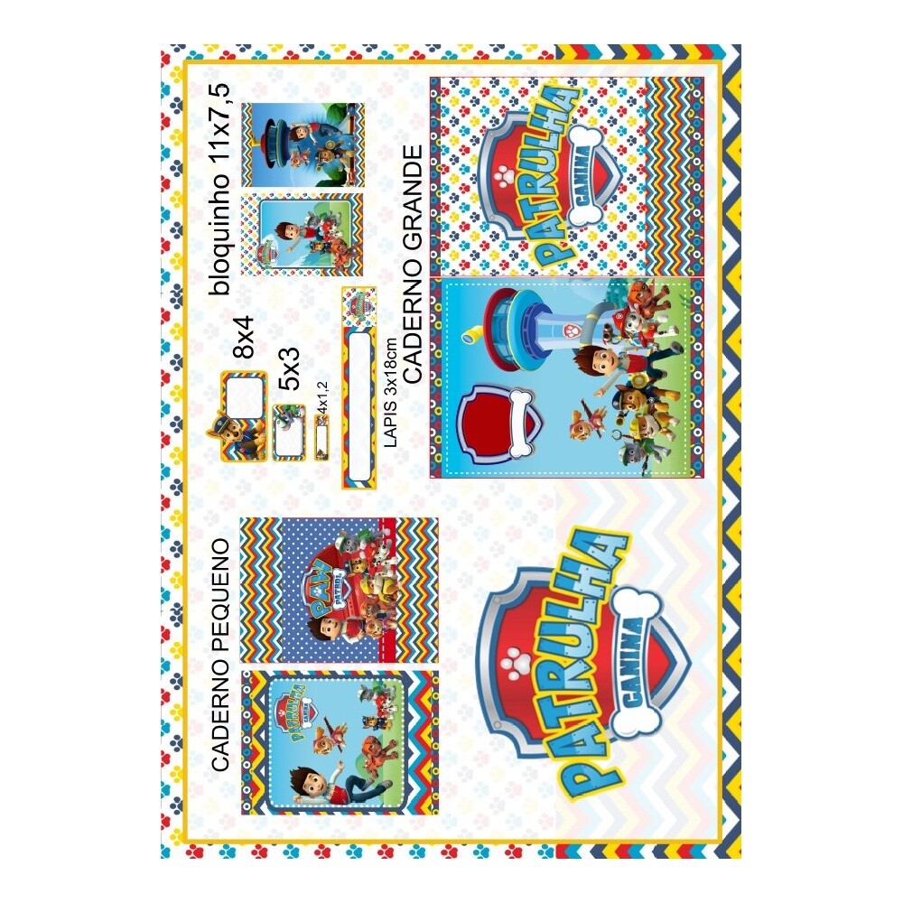 Kit Digital Etiqueta escolar para imprimir Patrulha Canina V23 EE