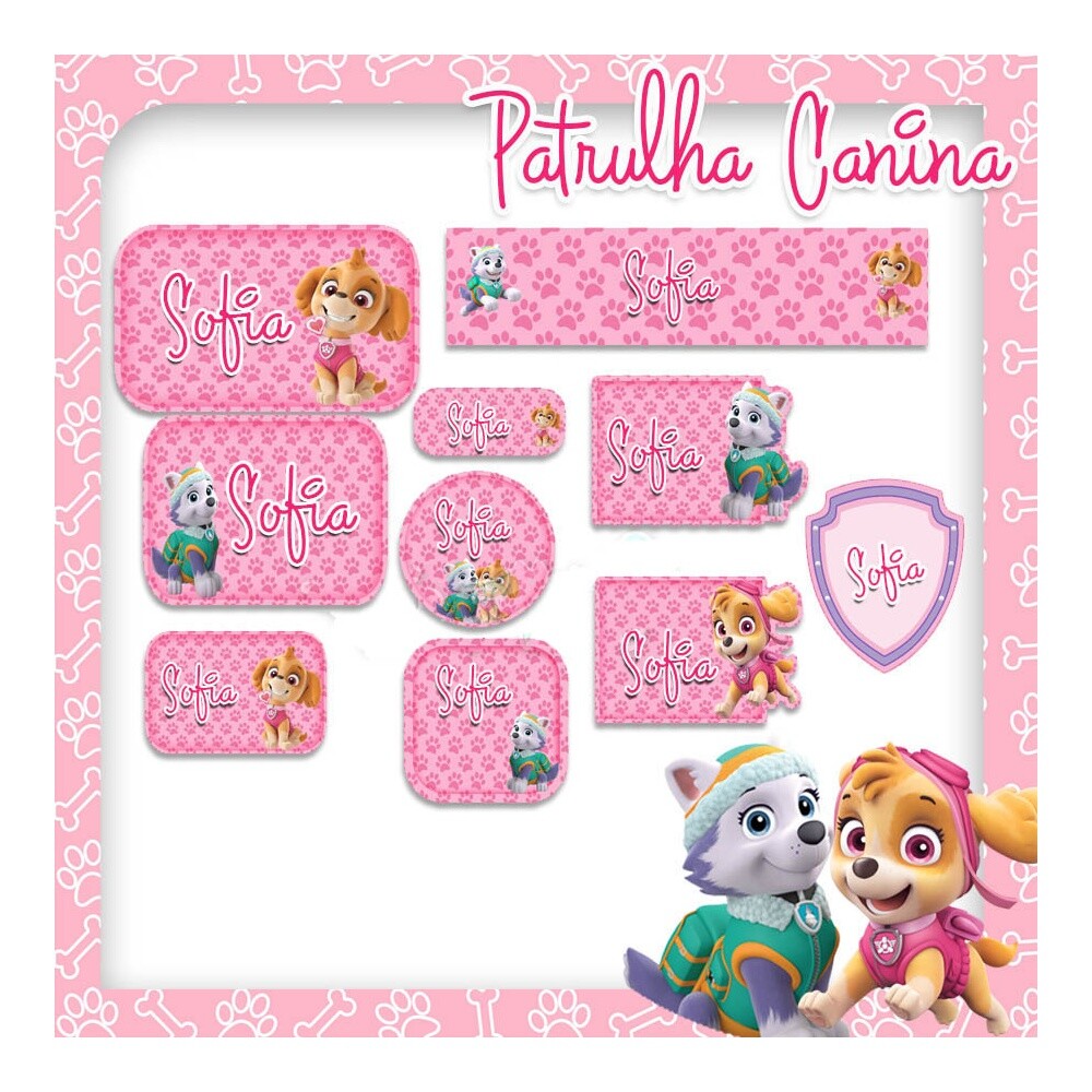 Kit Digital Etiqueta escolar para imprimir Patrulha Canina V26 EE