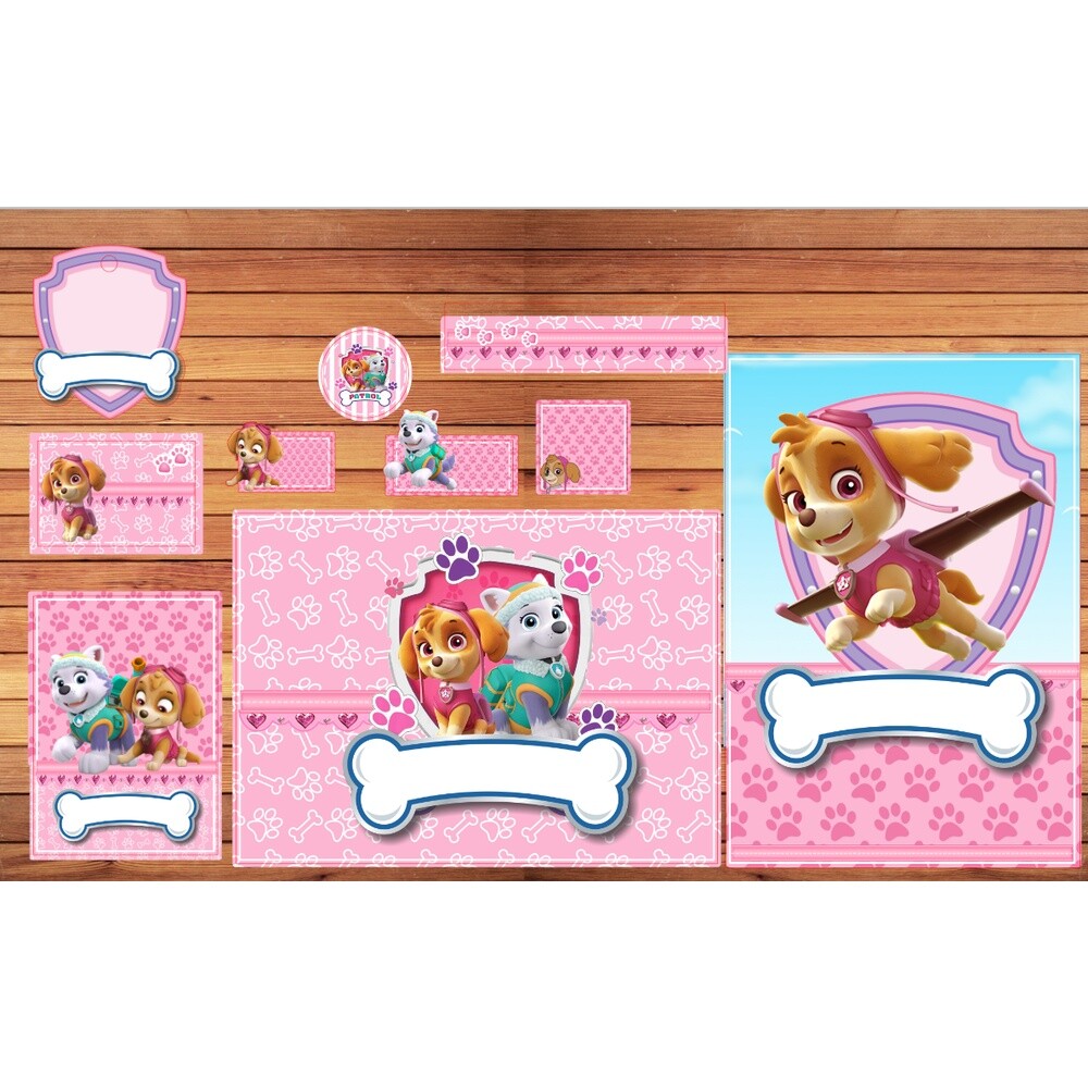 Kit Digital Etiqueta escolar para imprimir Patrulha Canina V28 Sk