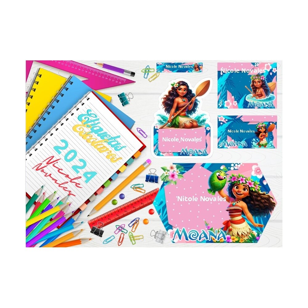 Arquivo Etiqueta Escolar Moana formato ppt