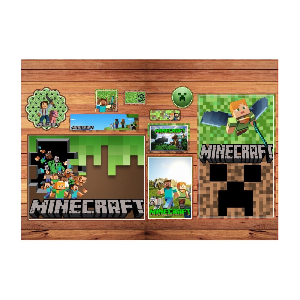Kit Digital Etiqueta escolar para imprimir  Minecraft EE V9