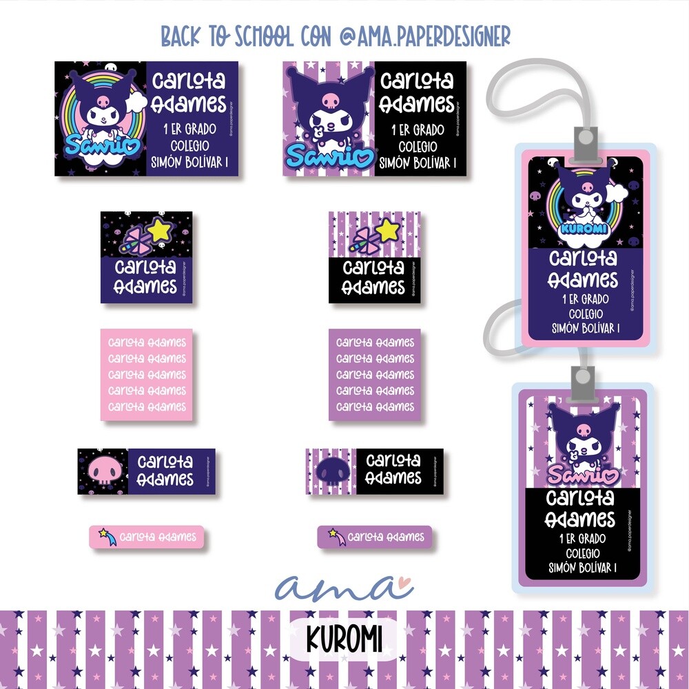 Arquivo Etiqueta Escolar KUROMI