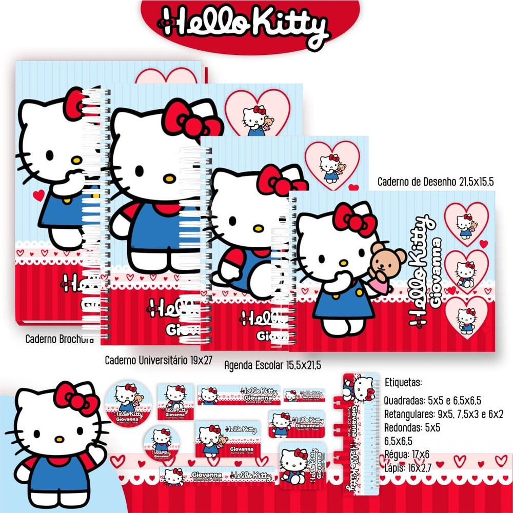 Kit Digital Etiqueta escolar para imprimir  Hello Kitty V3 EE