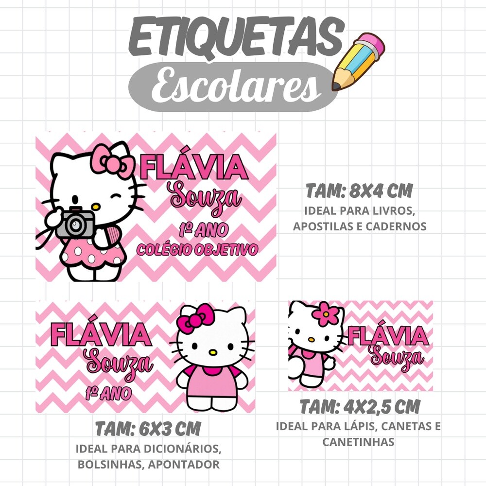 Kit Digital Etiqueta escolar para imprimir  Hello Kitty V4 EE