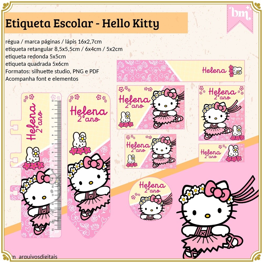 Kit Digital Etiqueta escolar para imprimir  Hello Kitty V6 EE