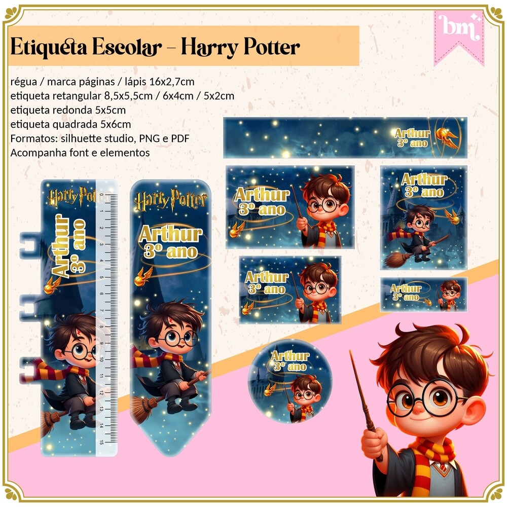 Kit Digital Etiqueta escolar para imprimir  Harry Potter V10 EE