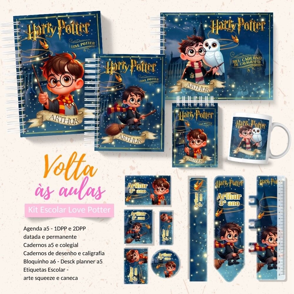 Kit Digital Etiqueta escolar para imprimir  Harry Potter V8 EE