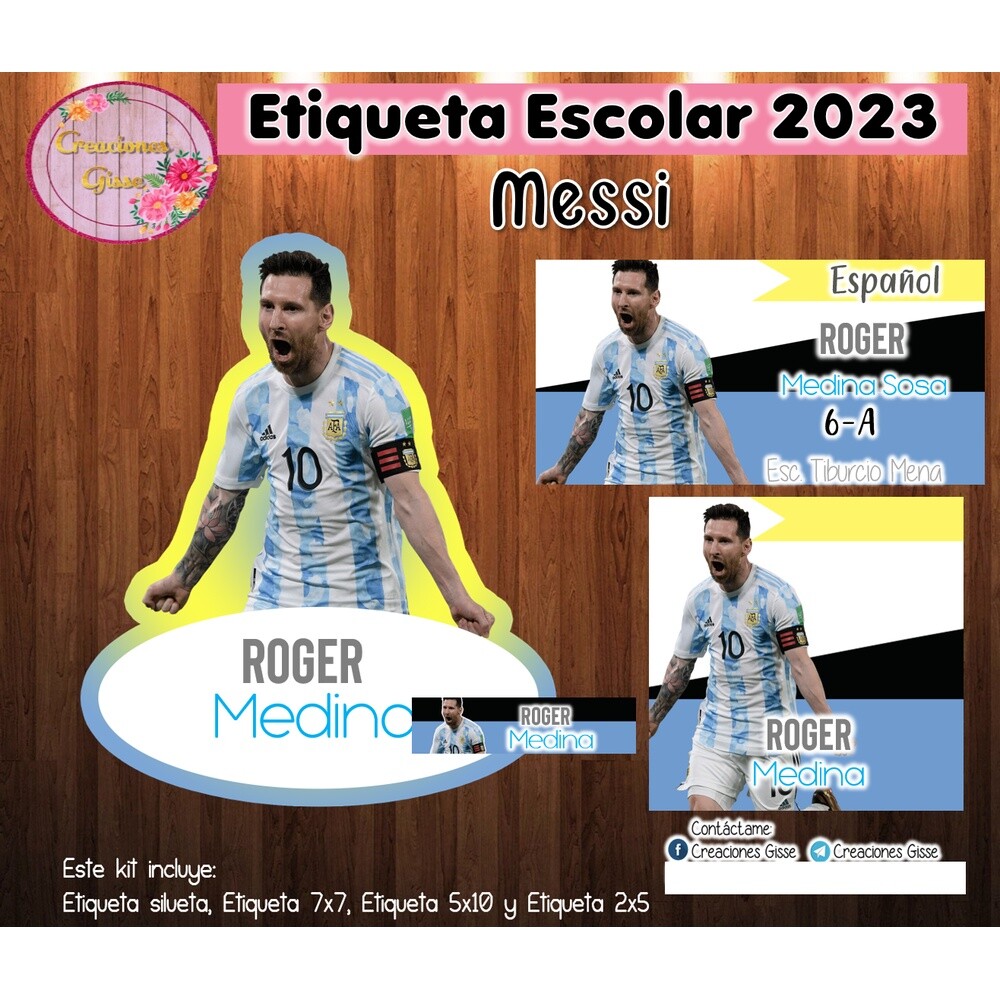 Kit Digital Etiqueta escolar para imprimir  MESSI