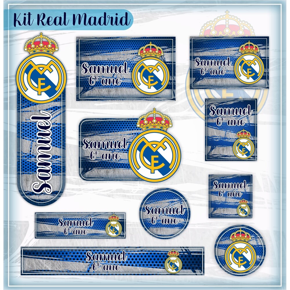 Kit Digital Etiqueta escolar para imprimir Real Madrid EE